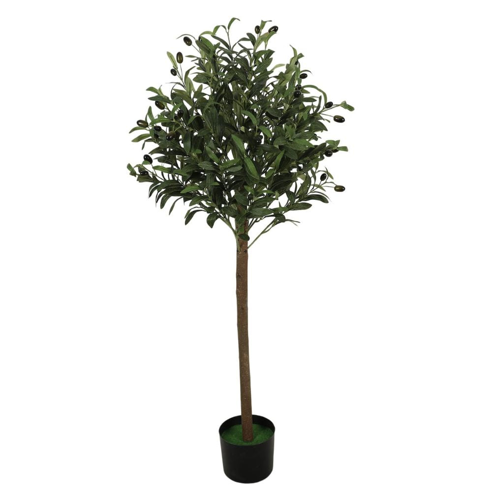 Arbore artificial decorativ Măslin cu coroană rotundă, 160 cm, ghiveci inclus