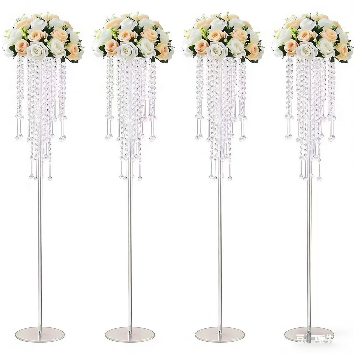 Set 4 suporturi decorative transparente pentru aranjamente florale, înălțimi  60 sau 80 cm (fără flori)