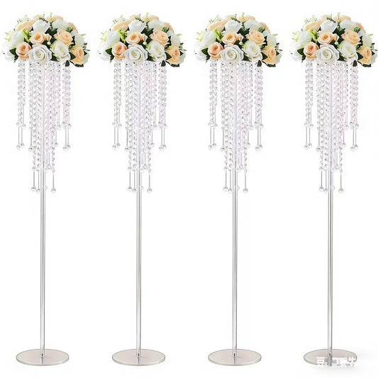 Set 4 suporturi decorative transparente pentru aranjamente florale, înălțimi  60 sau 80 cm (fără flori)
