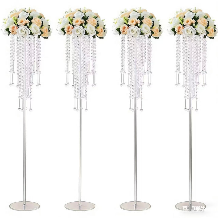 Set 4 suporturi decorative transparente pentru aranjamente florale, înălțimi  60 sau 80 cm (fără flori)