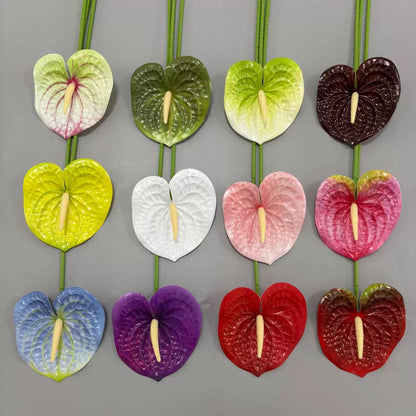 Floare anthurium artificiala cu tija, 59 cm, 13 modele, Ruyidecor