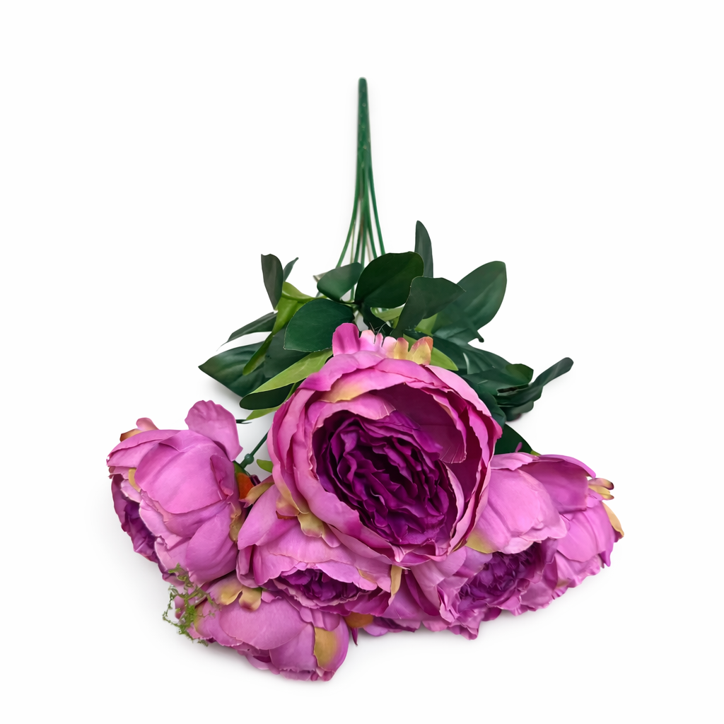 Floare Artificială Tip Bujor 45 cm, 7 Capete Florale
