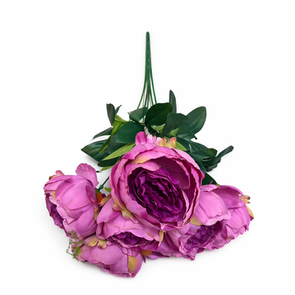 Floare Artificială Tip Bujor 45 cm, 7 Capete Florale