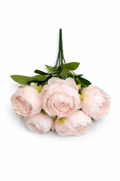Floare Artificială Tip Bujor 45 cm, 7 Capete Florale