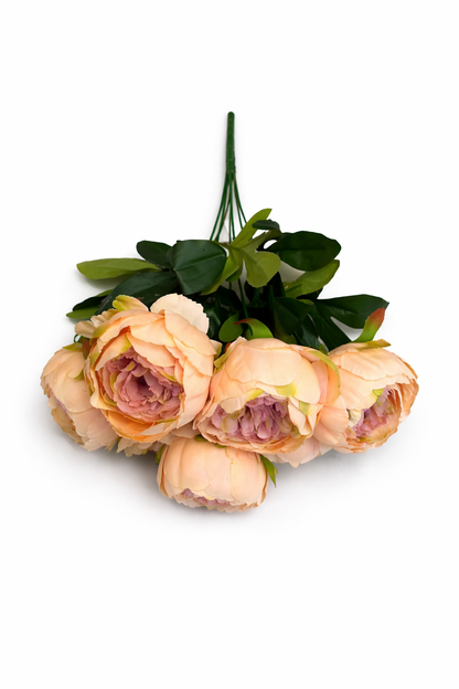 Floare Artificială Tip Bujor 45 cm, 7 Capete Florale