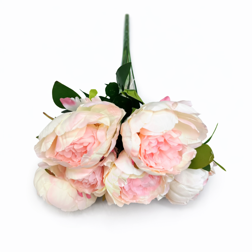 Floare Artificială Tip Bujor 45 cm, 7 Capete Florale