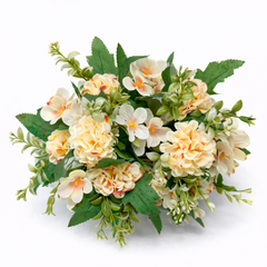Aranjament Floral Artificial 28 cm, Flori Decorative cu Frunze Verzi