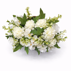 Aranjament Floral Artificial 28 cm, Flori Decorative cu Frunze Verzi