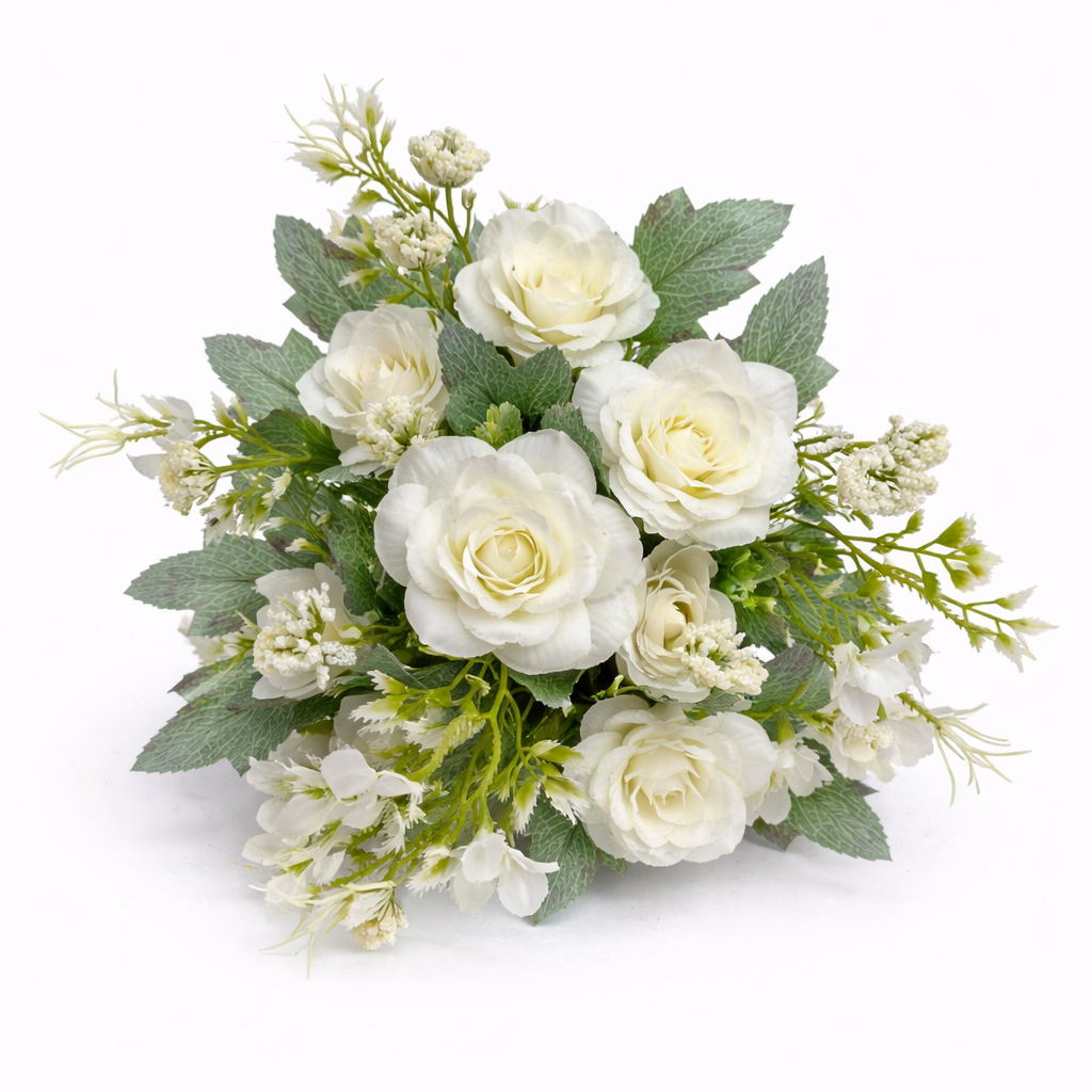 Aranjament Floral Artificial 28 cm, Tip Bujor și Flori Decorative