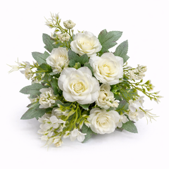 Aranjament Floral Artificial 28 cm, Tip Bujor și Flori Decorative