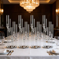 4 bucăți suport de Lumânări 58cm cu 5 capete Acrilic Transparent – Eleganță și Minimalism