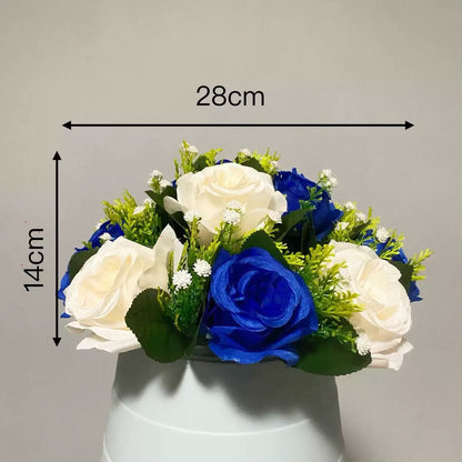 Aranjament floral decorativ cu trandafiri artificiali, 28 x 14 cm, diverse culori
