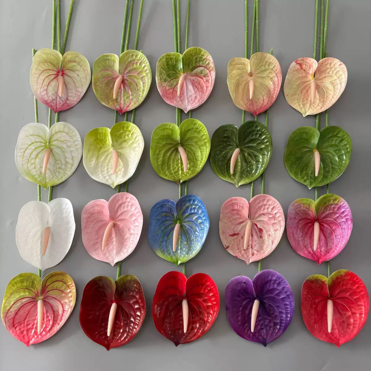 Floare anthurium artificiala cu tija, 59 cm, 13 modele, Ruyidecor