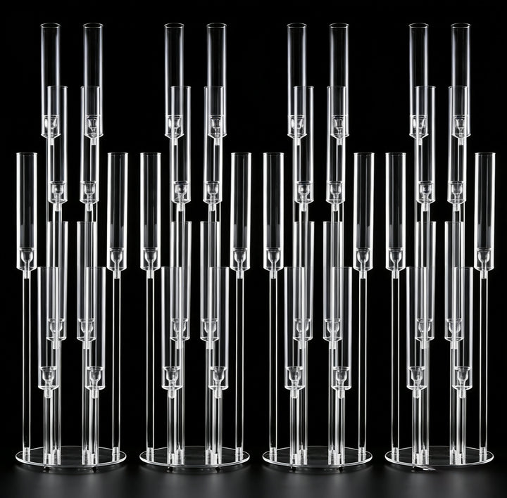 Set 4buc Suport Decorativ Transparent pentru Lumânări, 98 cm, 8 Capete