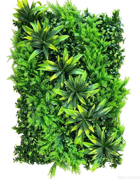 Panou verde artificial cu feriga si frunze exotice, 40 x 60 cm, Ruyidecor