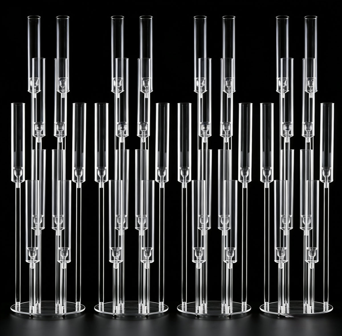 Set 4buc Suport Decorativ Transparent pentru Lumânări, 98 cm, 8 Capete