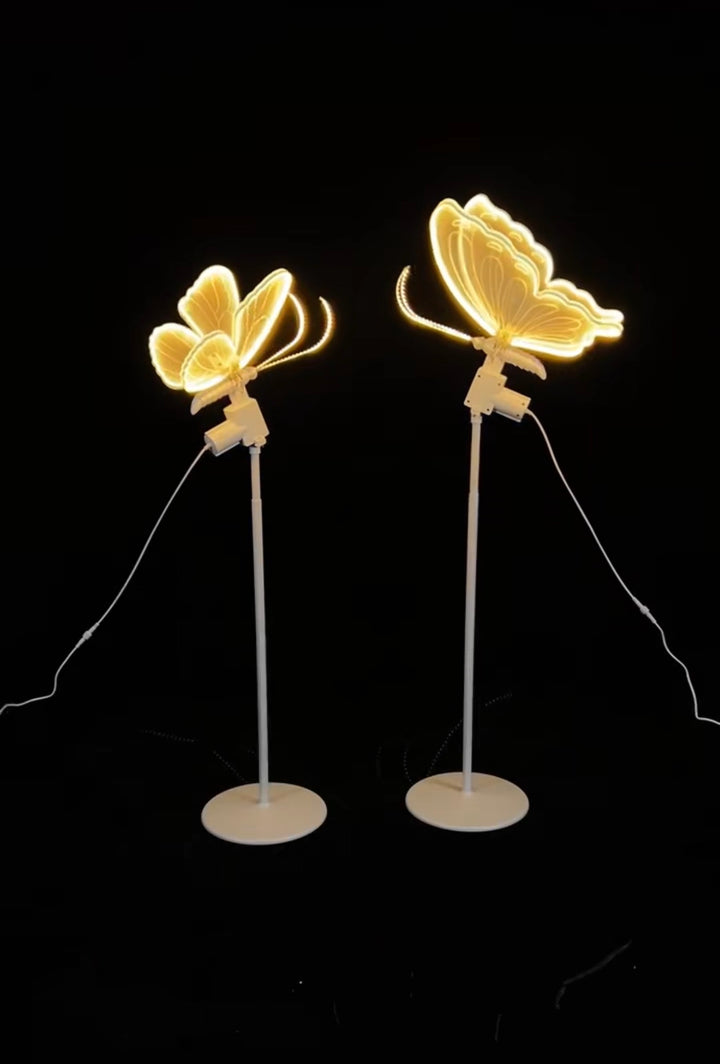 Fluture luminos LED decorativ, pentru evenimente, lumină caldă, 45/60 cm cu suport