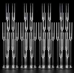 Set 4buc Suport Decorativ Transparent pentru Lumânări, 98 cm, 8 Capete