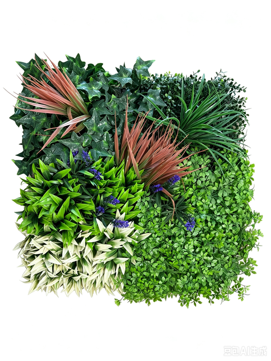 Panou verde artificial tropical cu accente colorate, 50 x 50 cm, Ruyidecor