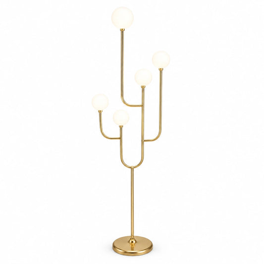 Lampadar Decorativ LED pentru Nuntă – Model Candelabru Modern pe Suport Auriu cu Globuri Luminoase, 1 Bucata