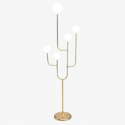 Lampadar Decorativ LED pentru Nuntă – Model Candelabru Modern pe Suport Auriu cu Globuri Luminoase, 1 Bucata