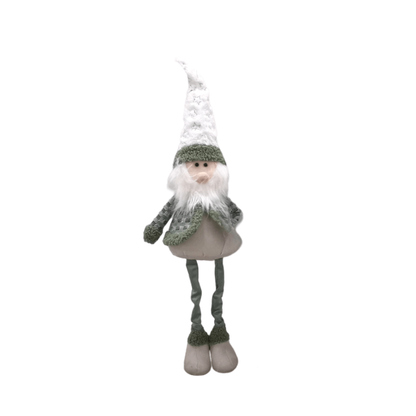Figurina decorativa cu fular verde, 90 cm – figurina Craciun cu picioare lungi