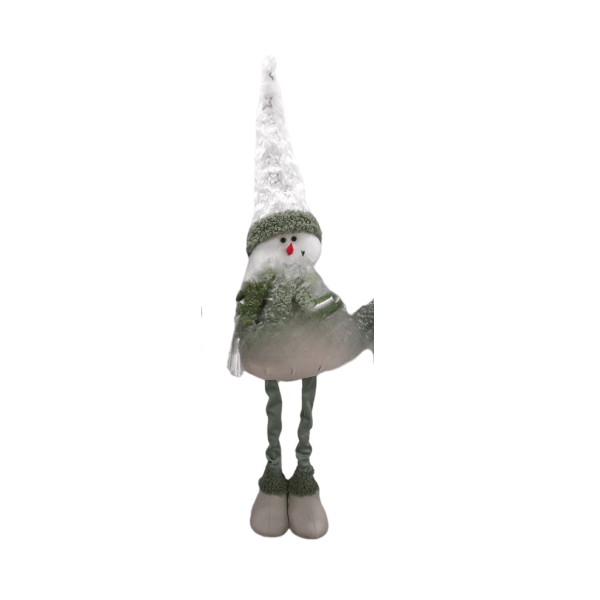 Figurina decorativa cu fular verde, 90 cm – figurina Craciun cu picioare lungi