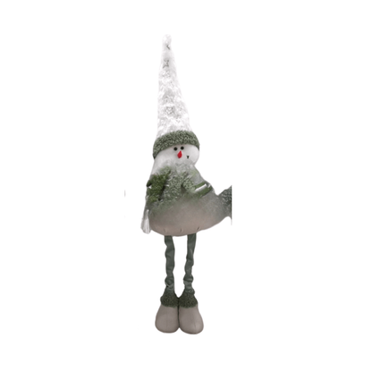 Figurina decorativa cu fular verde, 90 cm – figurina Craciun cu picioare lungi