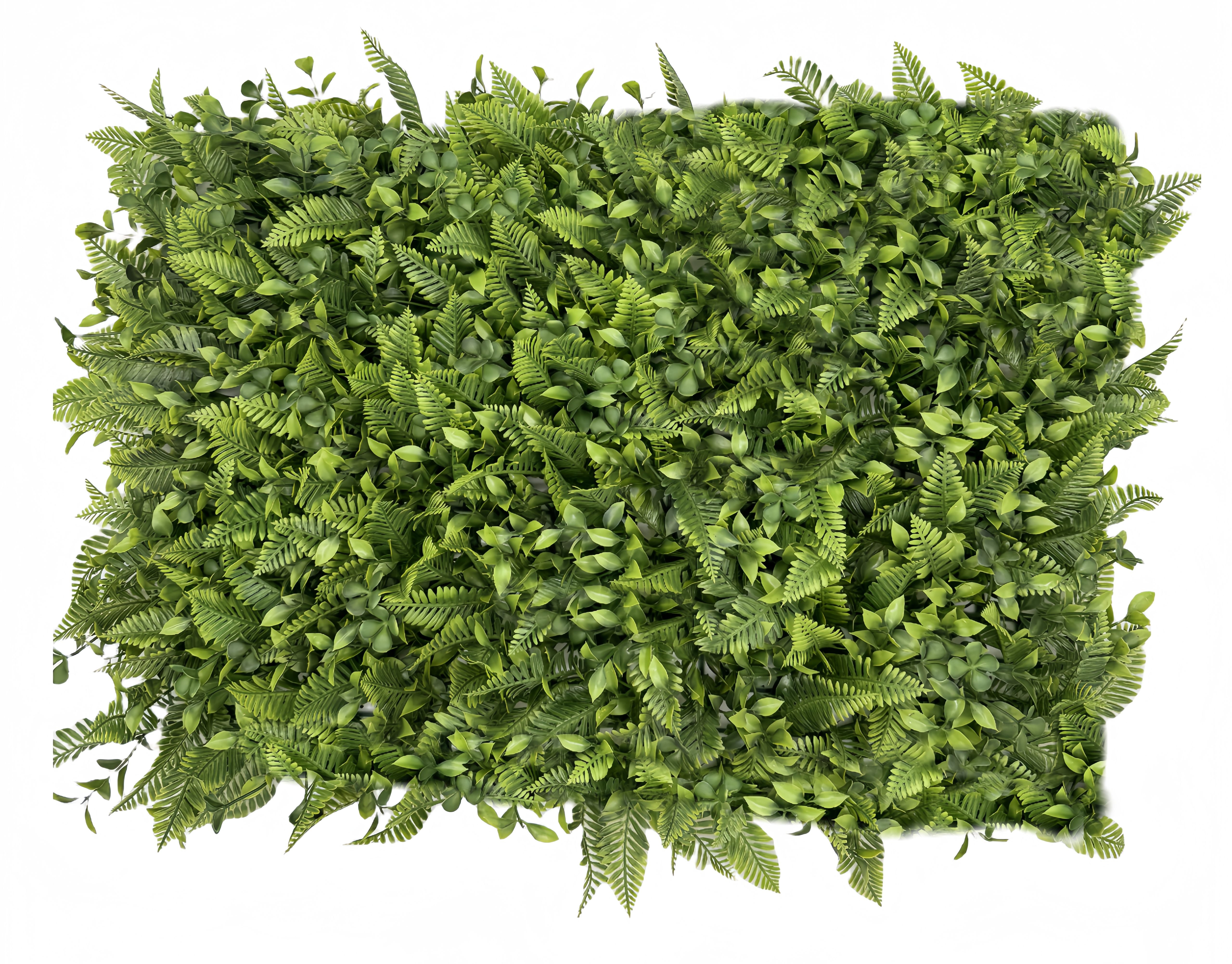 Panou verde artificial dens cu frunze naturale