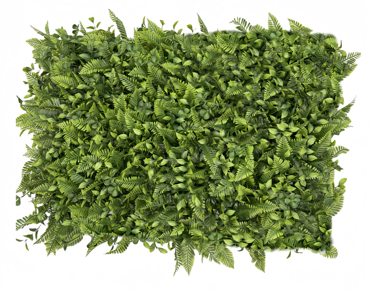 Panou verde artificial dens cu frunze naturale
