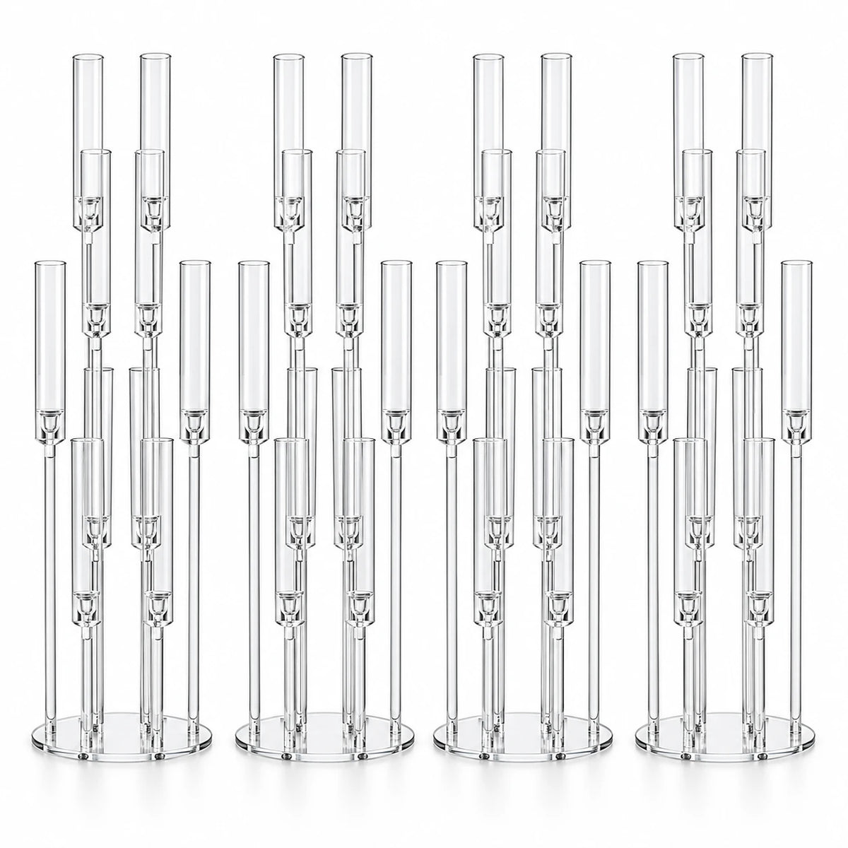 Set 4 bucati Suport Decorativ Transparent pentru Lumanari, 98 cm, 8 Capete