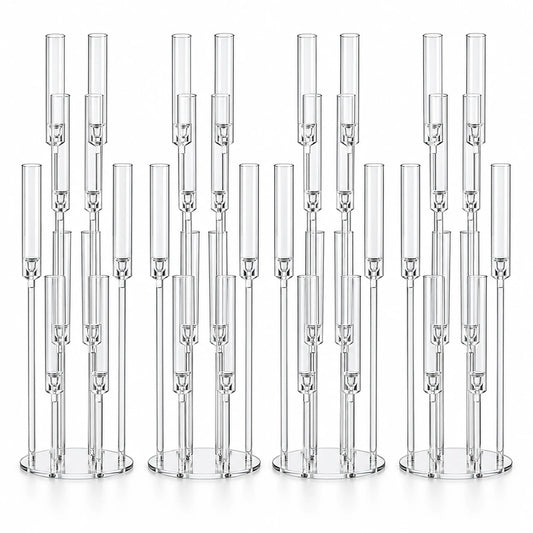 Set 4 bucati Suport Decorativ Transparent pentru Lumanari, 98 cm, 8 Capete