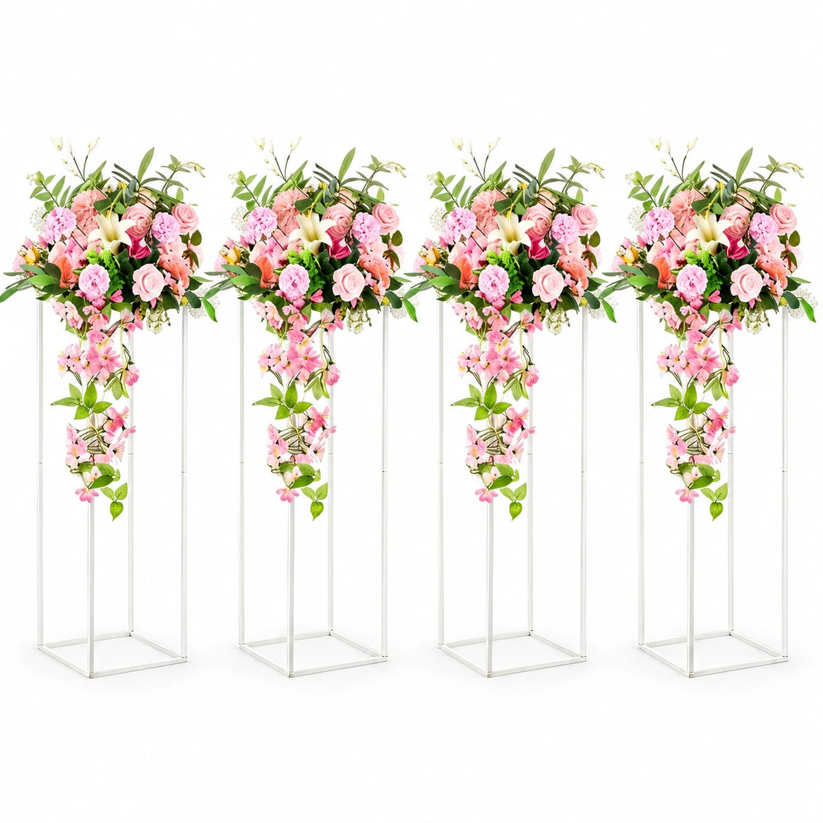 Set 4 bucati Suport metalic alb, 60/80 cm, fara flori