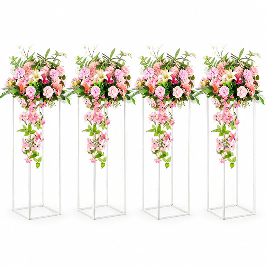 Set 4 bucati Suport metalic alb, 60/80 cm, fara flori