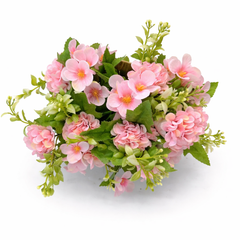 Aranjament Floral Artificial 28 cm, Flori Decorative cu Frunze Verzi