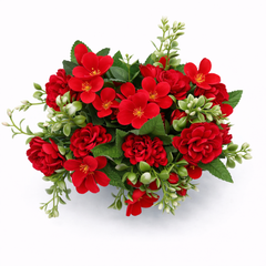 Aranjament Floral Artificial 28 cm, Flori Decorative cu Frunze Verzi