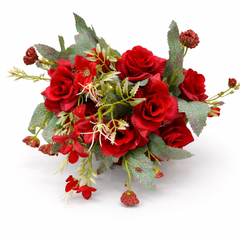 Aranjament Floral Artificial 28 cm, Tip Bujor și Flori Decorative