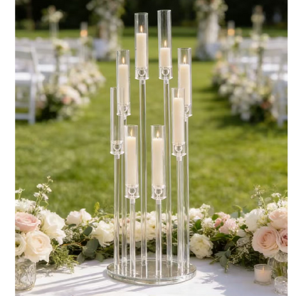 Set 4 bucati Suport Decorativ Transparent pentru Lumanari, 98 cm, 8 Capete