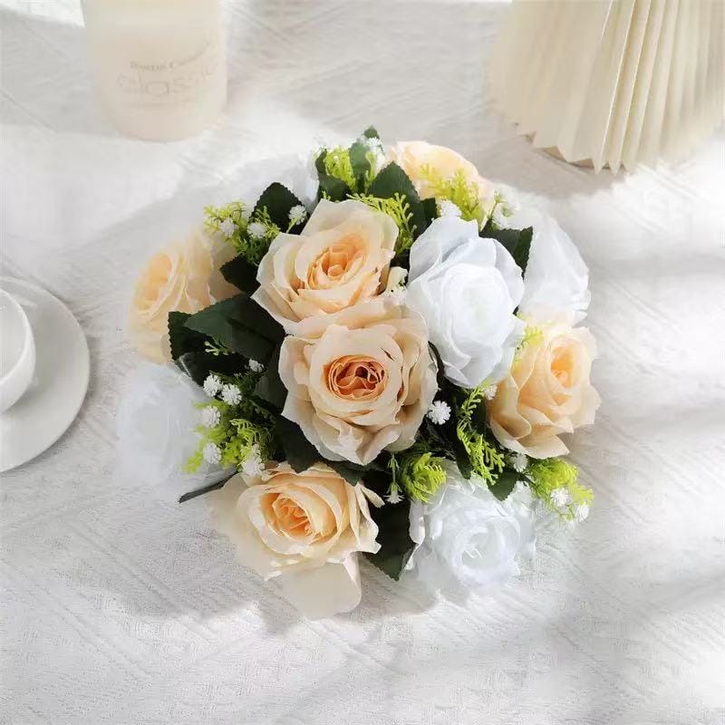 Aranjament floral decorativ cu trandafiri artificiali, 28 x 14 cm, diverse culori