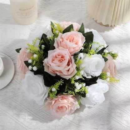 Aranjament floral decorativ cu trandafiri artificiali, 28 x 14 cm, diverse culori