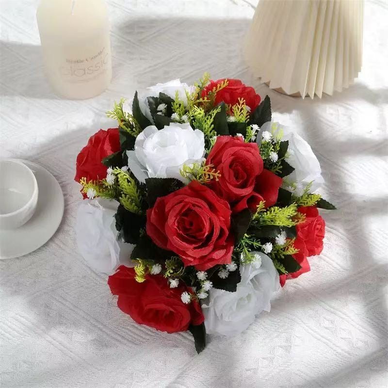 Aranjament floral decorativ cu trandafiri artificiali, 28 x 14 cm, diverse culori