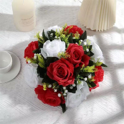 Aranjament floral decorativ cu trandafiri artificiali, 28 x 14 cm, diverse culori