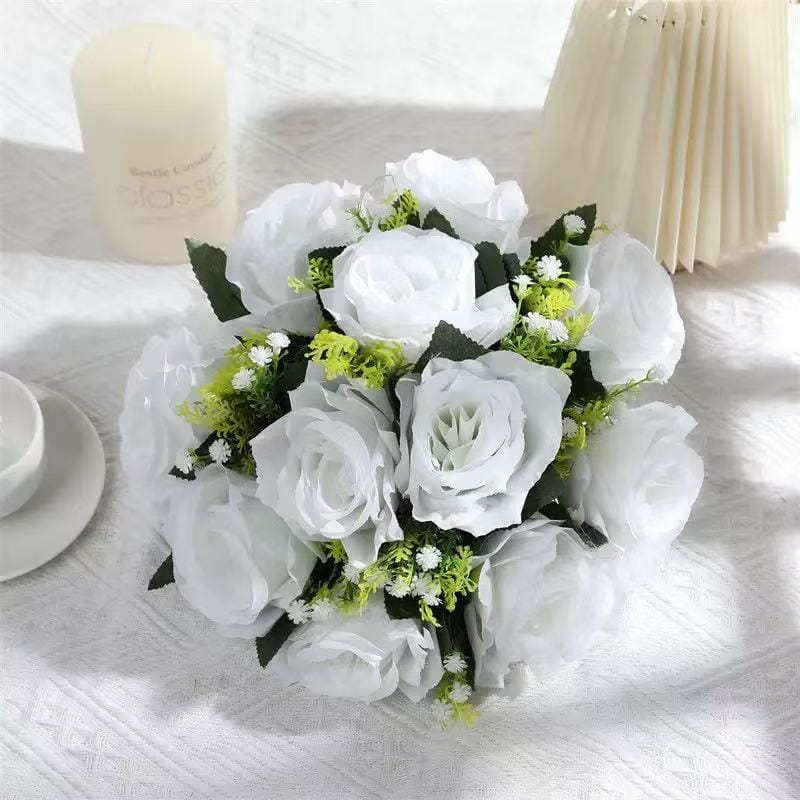 Aranjament floral decorativ cu trandafiri artificiali, 28 x 14 cm, diverse culori