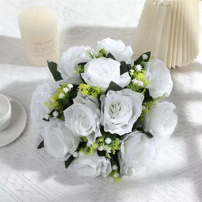 Aranjament floral decorativ cu trandafiri artificiali, 28 x 14 cm, diverse culori