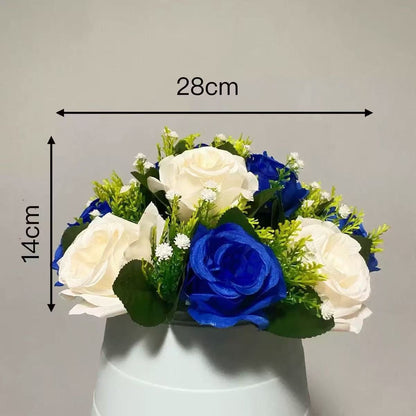 Aranjament floral decorativ cu trandafiri artificiali, 28 x 14 cm, diverse culori