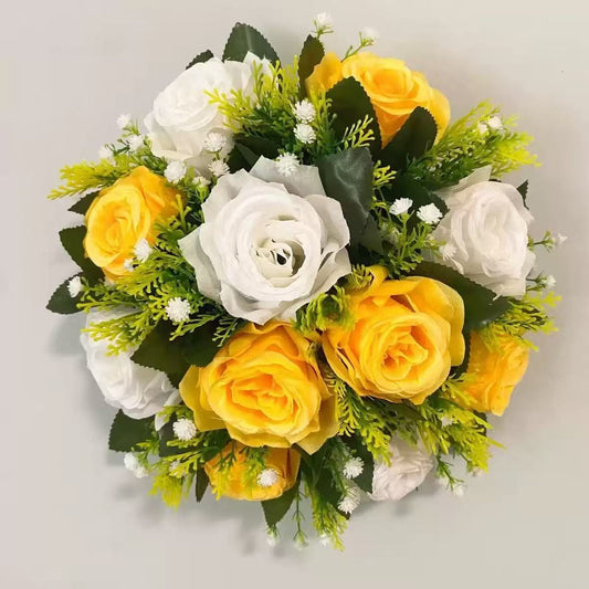 Aranjament floral decorativ cu trandafiri artificiali, 28 x 14 cm, diverse culori