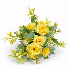 Aranjament Floral Artificial 28 cm, Tip Bujor și Flori Decorative