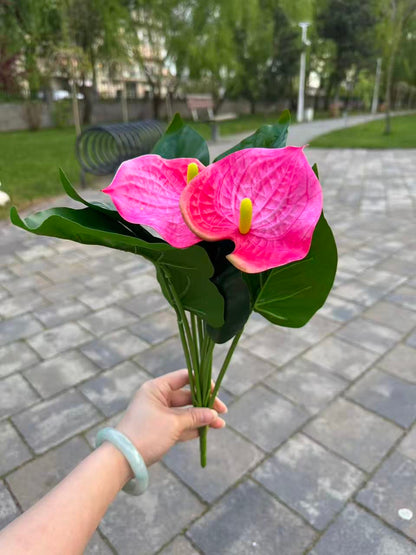 Buchet artificial Anthurium, 45 cm, 3 culori, Ruyidecor
