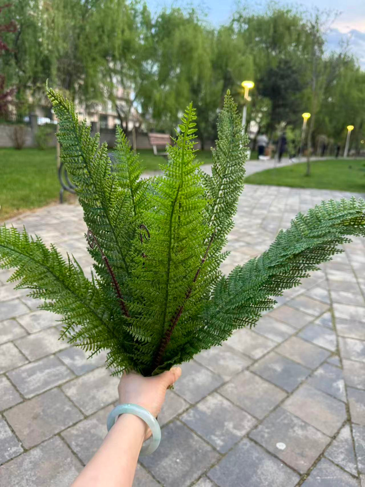 Buchet artificial tip feriga, 60 cm, verde, Ruyidecor