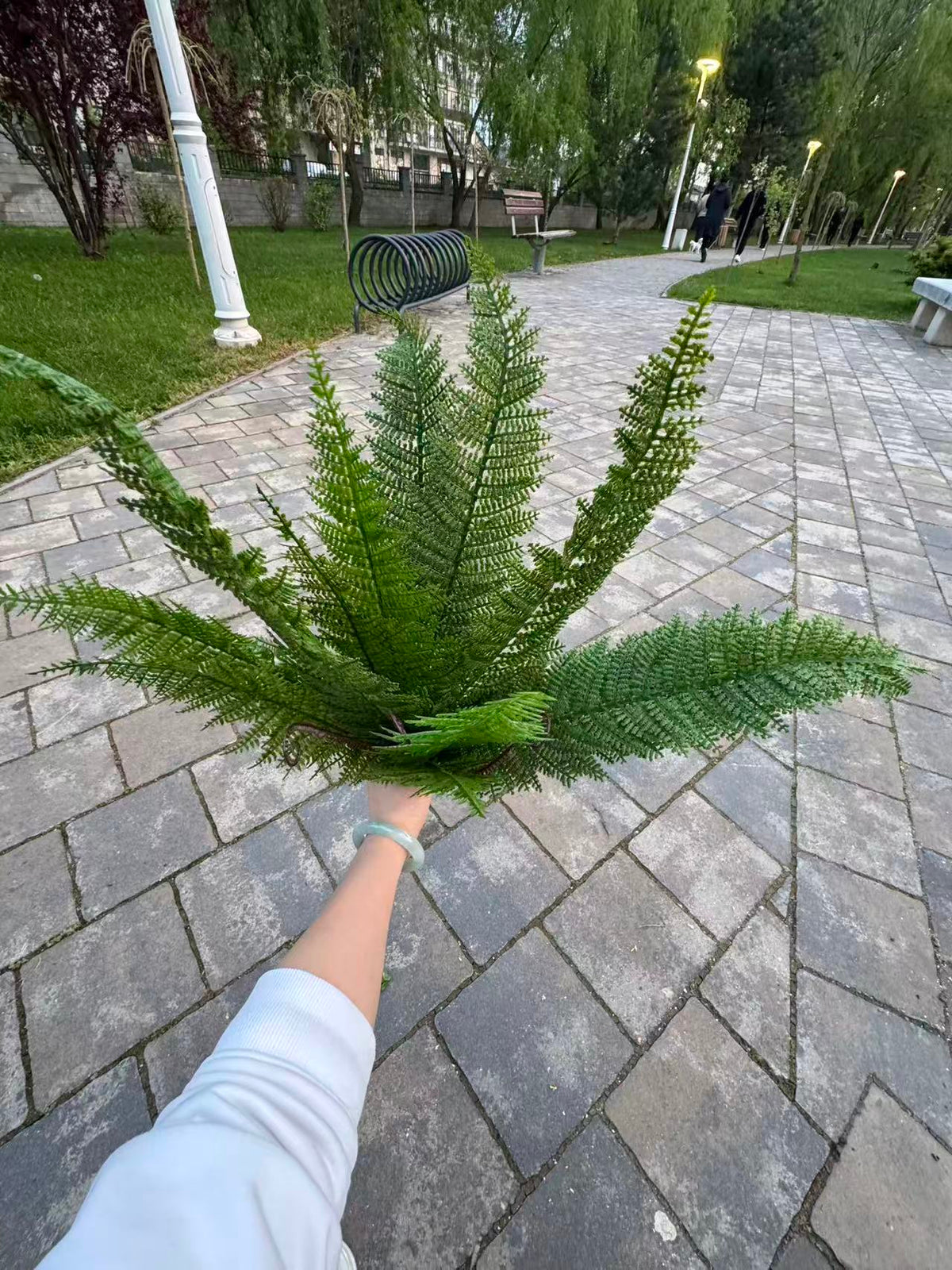 Buchet artificial tip feriga, 60 cm, verde, Ruyidecor